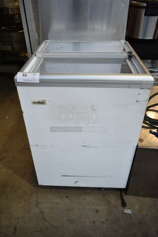 Excellence ISL-5D Metal Freezer Merchandiser on Commercial Casters. 115 Volts, 1 Phase. Tested and Working!