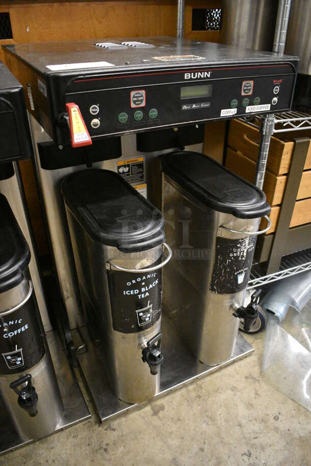 2014 Bunn Model ITCB TWIN HV Stainless Steel Commercial Countertop Iced Tea Machine w/ Hot Water Dispenser and 2 Beverage Holder Dispensers. 120/240 Volts, 1 Phase. 20.5x25.5x34 - Image 2 of 6