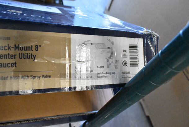 BRAND NEW SCRATCH AND DENT! Waterloo 750fdu88 2.6 GPM Deck-Mounted Pet Grooming / Utility Faucet with 8" Centers, 9' Coiled Hose, and 8" Add-On Faucet  - Image 4 of 4