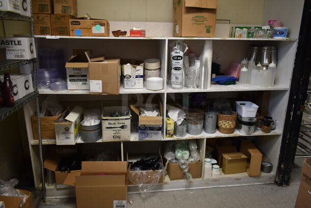 ALL ONE MONEY! Lot of 4 Tiers of Various Items Including Paper Products. (dish room) - Image 1 of 11