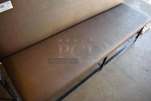 Brown Bench w/ Back Rest on Black Metal Frame. 72x26x39 - Image 2 of 3