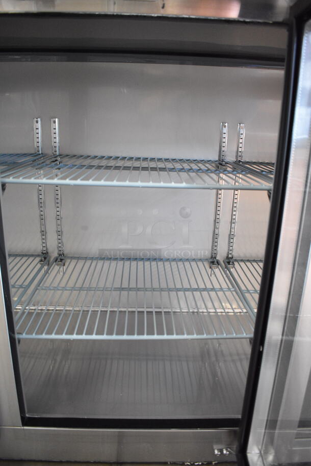 BRAND NEW SCRATCH AND DENT! 2024 Avantco 178UBB72GHCS 73" Stainless Steel Counter Height Narrow Glass Door Back Bar Refrigerator with LED Lighting. 115 Volts, 1 Phase. Tested and Powers On But Does Not Get Cold - Image 4 of 6