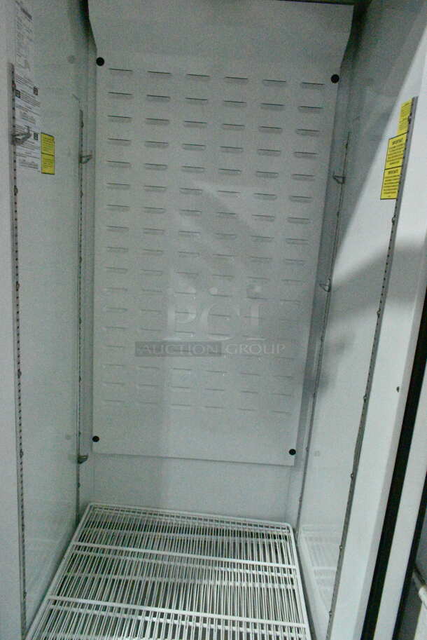 Pro-Kold CV16-ULH Metal Commercial Single Door Reach In Freezer Merchandiser w/ Poly Coated Racks on Commercial Casters. 115 Volts, 1 Phase. Tested and Powers On But Does Not Get Cold - Image 4 of 6