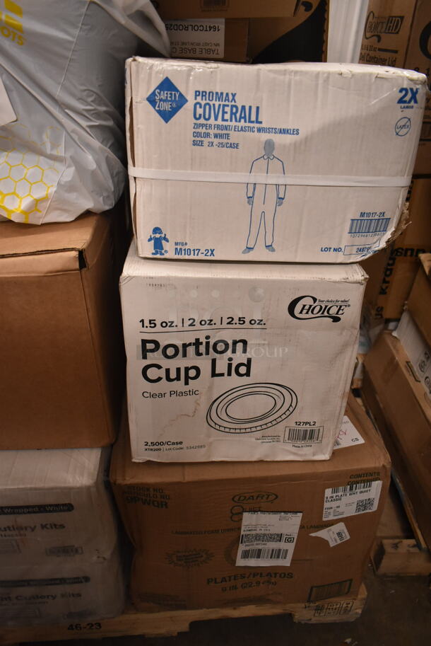 PALLET LOT of 27 BRAND NEW Boxes Including 3 Box Lancaster Table 164TCOLROD25 Lancaster Table & Seating 25 3/16" Standard Height Table Base Column and Rod, Waterloo 8" Center Faucet, 433NHTBIO EcoChoice 1/6 Standard Size Biodegradable Standard-Duty Plastic T-Shirt Bag - 500/Case, 2 Box Choice Medium Weight Cutlery Kits, 127PL2 Choice PET Plastic Lid for 1.5 to 2.5 oz. Souffle Cup / Portion Cup - 2500/Case, M1017-2X Malt Impact ProMax M1017-2XL White Microporous Zipper Front Long Sleeve Coveralls with Elastic Wrists and Ankles - 2XL, 3511470672 Cooking Performance Group 3511470672 U Type Burner Assembly CBL / CBL Countertop Charbroilers and G / GT Countertop Griddles, 129MCS28B Choice Black Rectangular Heavy Weight Container, 2 Box 130HSBK1M Visions Black Heavy Weight Plastic Teaspoon - Case of 1000, 500CC9 Choice 9 oz. Clear PET Customizable Plastic Squat Cold Cup - 1000/Case, 750DI1145SD 10" x 14" x 5" 18 Gauge Stainless Steel One Compartment Drop-In Sink. 27 Times Your Bid! - Image 6 of 12