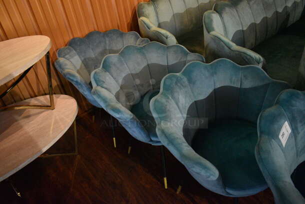4 Blue Chairs on Metal Legs. 27x24x30. 4 Times Your Bid! (lounge) - Image 4 of 4