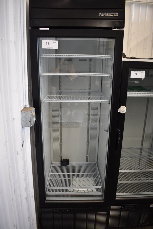Habco SE18 Metal Commercial Single Door Reach In Cooler Merchandiser. 115 Volts, 1 Phase. 24x24x79. Tested and Powers On But Does Not Get Cold