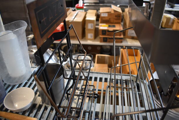 ALL ONE MONEY! Lot of Contents of Shelving Unit Including Silverware, Racks, Pump, Glass Dome Cover, Poly Bins. Does Not Include Shelving Unit. - Image 12 of 12