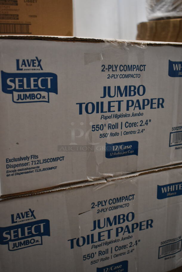 PALLET LOT of 25 BRAND NEW Boxes Including 2 Box 760SOUP6WB Choice 6 oz. White Double Poly-Coated Paper Food Cup - 1000/Case, 50010W Choice 10 oz. White Poly Paper Hot Cup - 1000/Case, 760SOUP32WB Choice 32 oz. White Double Poly-Coated Paper Food Cup - 500/Case, Choice Utility Roll Bags, 3 Box 5002TPJSELCM Lavex Select Compact Jumbo Jr. 550' 2-Ply Toilet Tissue Roll with 7" Diameter - 12/Case, 500LFLAT Choice 9, 12, 16, 20, and 24 oz. Clear Flat Lid with Straw Slot - 50/Pack, 109CARTBLGBK Choice Black Utility / Bussing Cart with Three Shelves - 42" x 20", SRKD-3 Speed Rail, 5008W Choice 8 oz. Tall White Poly Paper Hot Cup - 1000/Case, 3 Box 959SL24 Libbey SL-24 Slate 10 1/2" x 4 3/8" Ultra Bright White Wide Rim Rectangular Porcelain Plate - 12/Case, 2 Box Lavex Jumbo Toilet Paper, 3 Box 347TCL5 Choice 5 oz. Clear Disposable Plastic Tumbler - 500/Case, 966TALLFLDB Choice White Tall-Fold 6" x 13" Dispenser Napkin - 8000/Case 25 Times Your Bid! - Image 12 of 12