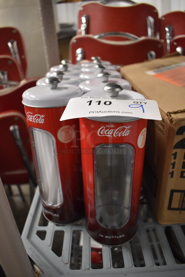 9 Coca Cola Metal Straw Holders. 3.5x3.5x9. 9 Times Your Bid!