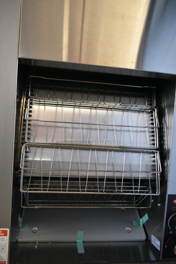 BRAND NEW SCRATCH AND DENT! Hatco TK-100 Stainless Steel Toast King Vertical Conveyor Toaster - 1 1/4" Capacity. 240 Volts, 1 Phase.  - Image 4 of 5