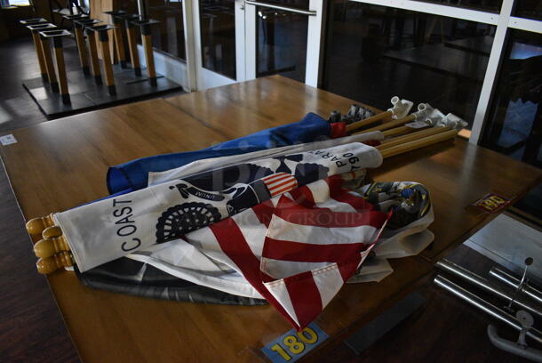 8 Various Flags Including Armed Forces Flags. Includes 59". 8 Times Your Bid! (lounge) - Image 1 of 5