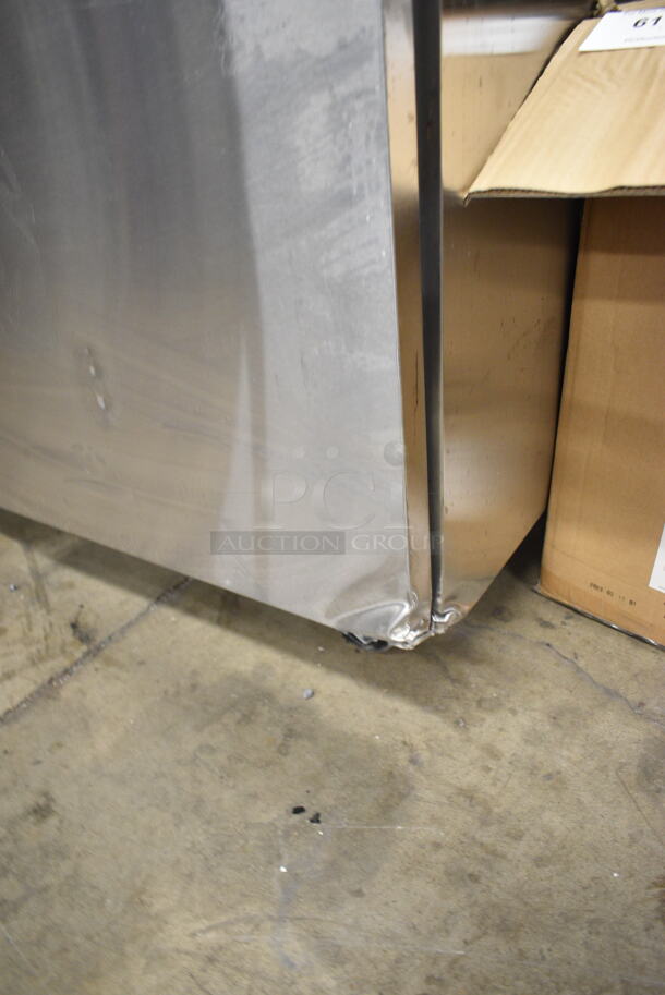 BRAND NEW SCRATCH AND DENT! 2024 Avantco 178APT71HC Stainless Steel Commercial 70" 3 Door Refrigerated Sandwich Prep Table on Commercial Casters. 115 Volts, 1 Phase. Tested and Working!  - Image 5 of 12
