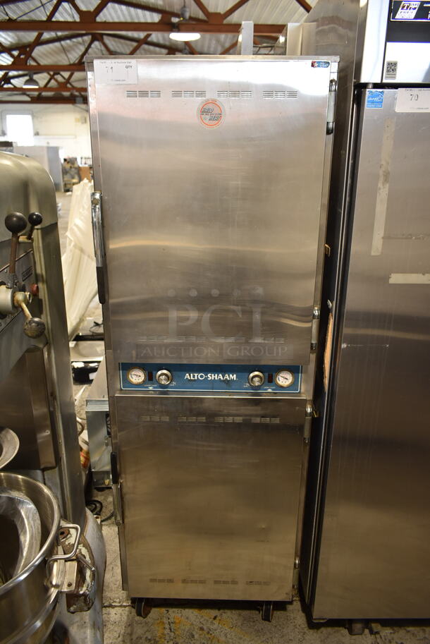 Alto Shaam 1000-UP/SR Halo Heat Stainless Steel Commercial 2 Half Size Door Holding Cabinet on Commercial Casters. 208-240 Volts, 1 Phase. - Image 1 of 7