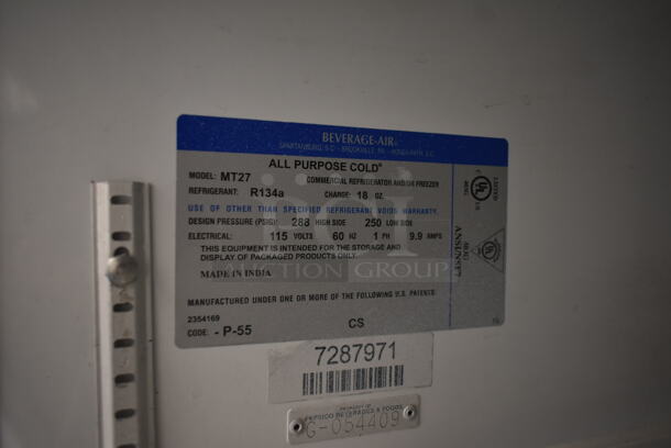 Beverage Air MT27 Metal Commercial Single Door Reach In Cooler Merchandiser w/ Poly Coated Racks. 115 Volts, 1 Phase. Tested and Powers On But Does Not Get Cold - Image 6 of 6