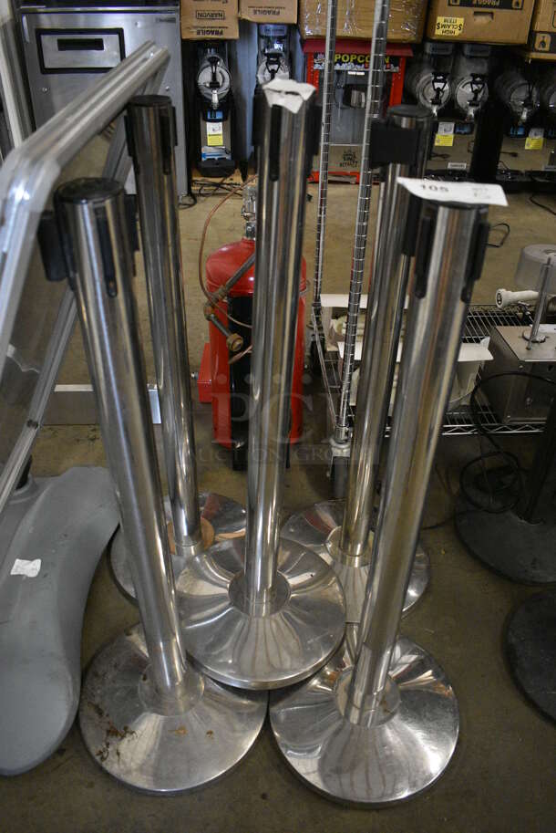 5 Chrome Finish Metal Stanchions. 14x14x40. 5 Times Your Bid!