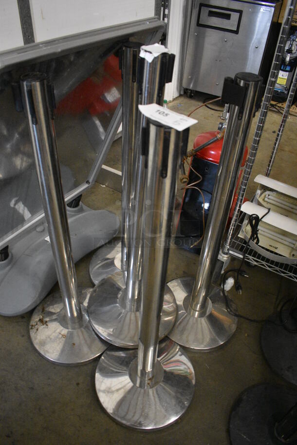 5 Chrome Finish Metal Stanchions. 14x14x40. 5 Times Your Bid! - Image 2 of 3