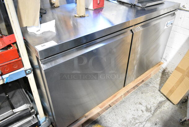 BRAND NEW SCRATCH AND DENT! 2024 Avantco 178SSWT60RHC Stainless Steel Commercial 2 Door Work Top Cooler on Commercial Casters. 115 Volts, 1 Phase. Tested and Powers On But Does Not Get Cold - Image 3 of 6
