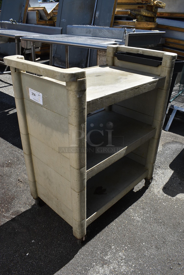 Tan Poly 3 Tier Cart w/ 2 Push Handles on Commercial Casters. 38x18x37 - Image 4 of 4