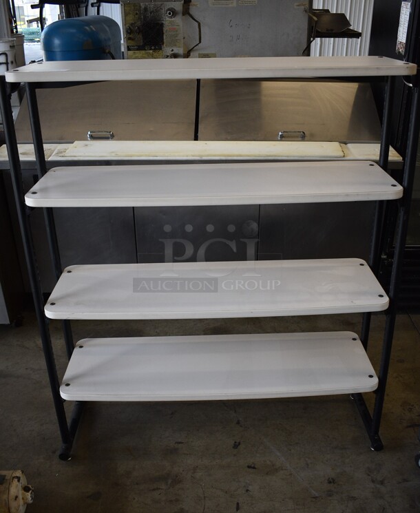 White and Black 4 Tier Shelving Unit. 48x15.5x54.5