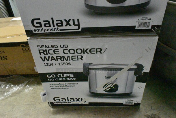2 BRAND NEW SCRATCH AND DENT! Galaxy 177GRCS60 60 Cup (30 Cup Raw) Sealed Electric Rice Cooker / Warmer. 120 Volts, 1 Phase. 2 Times Your Bid!  - Image 2 of 3