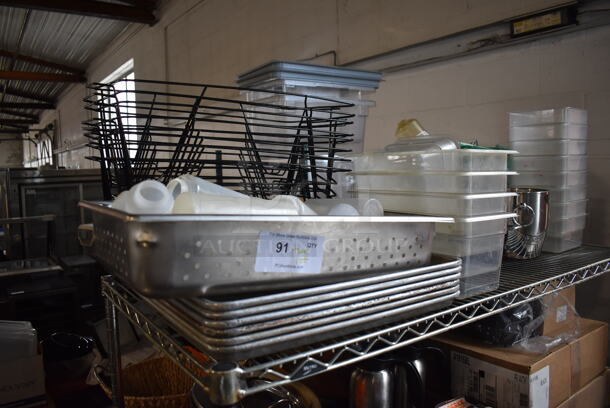 ALL ONE MONEY! Tier Lot of Various Items Including Metal Full Size Baking Pans and Poly Bins!