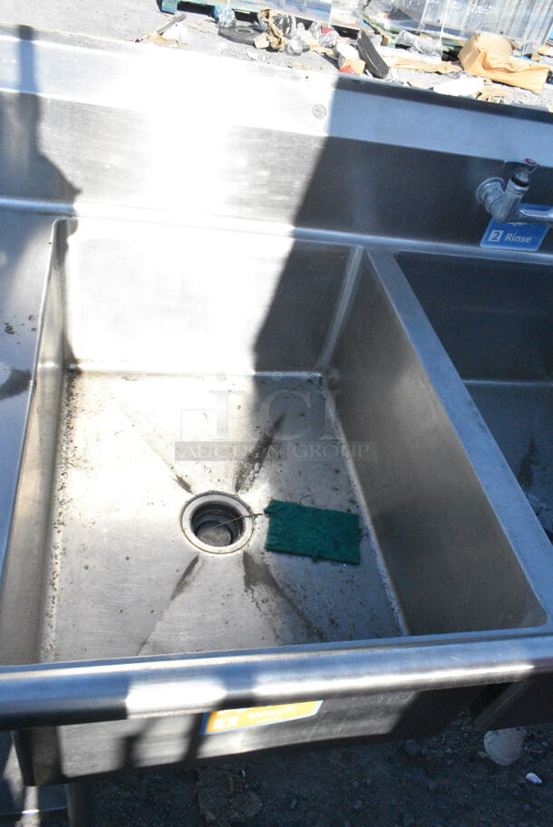 Regency 600S31620218 Stainless Steel 3 Bay Sink w/ Dual Drain Board, Faucet, Handles and Spray Nozzle.  - Image 4 of 9