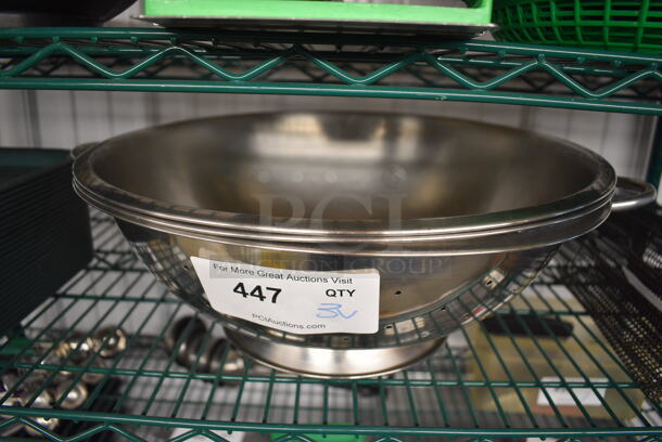 3 Various Metal Items; Bowl and 2 Colanders. Includes 19x16x5. 3 Times Your Bid!