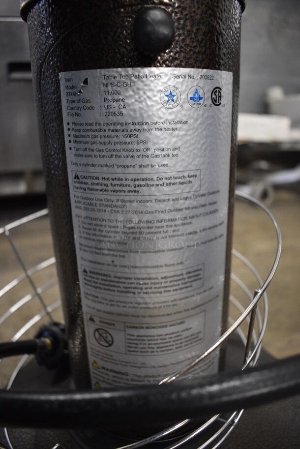 Hampton Bay Model HPS-C-GH Metal Commercial Table Top Propane Gas Patio Heater. 11,000 BTU. 21x21x38 - Image 4 of 6
