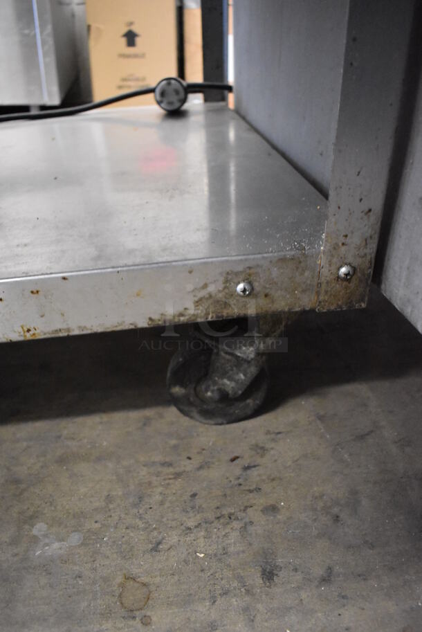 Vollrath ServeWell 38004 Stainless Steel Commercial Electric Powered 4 Well Steam Table w/ Cutting Board and Under Shelf on Commercial Casters. 120/208-240 Volts, 1 Phase. 62x36x35 - Image 8 of 8