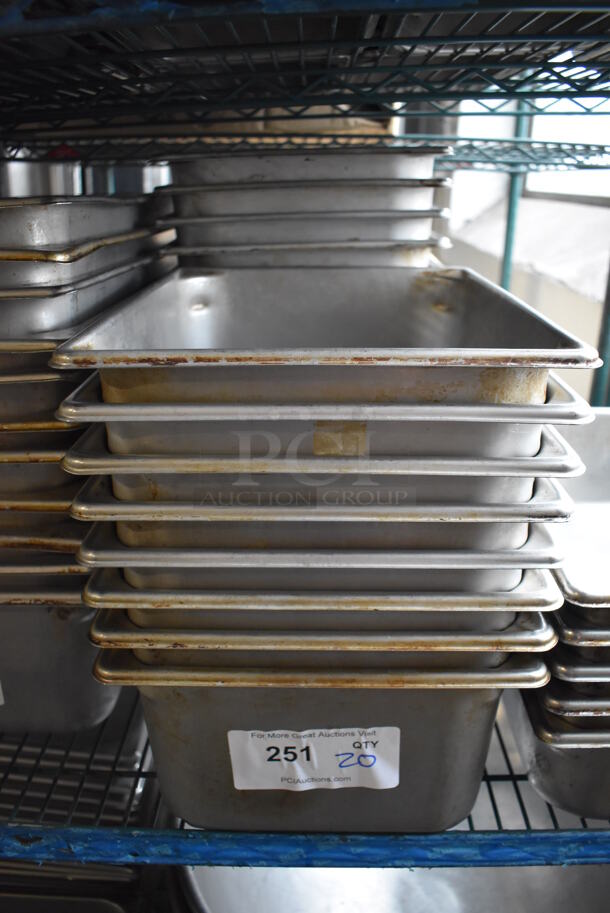 20 Stainless Steel 1/2 Size Drop In Bins. 1/2x6. 20 Times Your Bid!