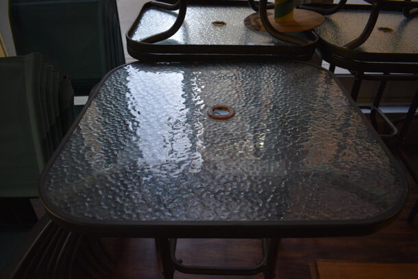 2 Patio Tables w/ Clear Tabletop on Brown Metal Frame. 30x30x38. 2 Times Your Bid! (lounge) - Image 3 of 5