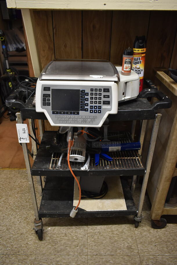 2 Poly 3 Tier Carts on Commercial Casters w/ Contents Including Hobart Scale. 2 Tines Your Bid! (hallway) - Image 2 of 6