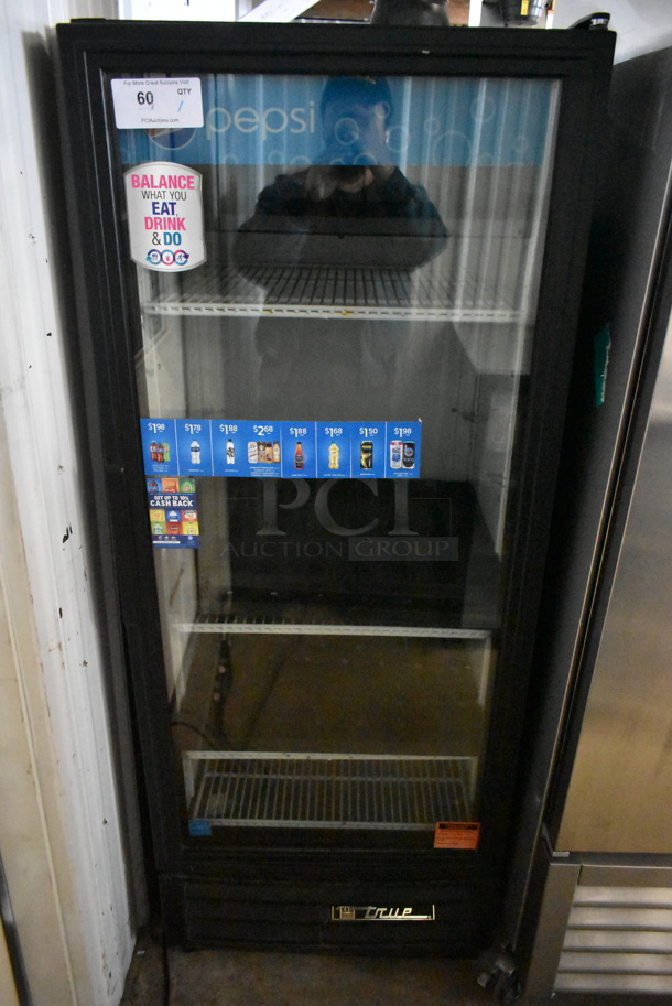 2014 True GDM-12-LD Metal Commercial Single Door Reach In Cooler Merchandiser w/ Poly Coated Racks. 115 Volts, 1 Phase. Tested and Working!