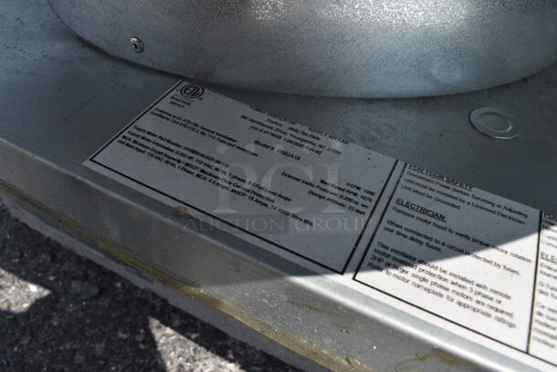 2020 FloAire Model DMUA18 Metal Commercial Rooftop Exhaust Fan. 115 Volts, 1 Phase. 32x32x25 - Image 5 of 5