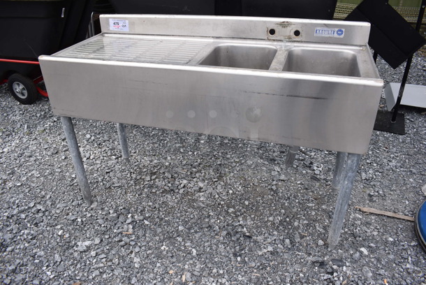 Stainless Steel Commercial 2 Bay Sink w/ Left Side Drain Board. 48x19x32. Bays 10x14x10. Drain Board 16x23x1 - Image 3 of 6