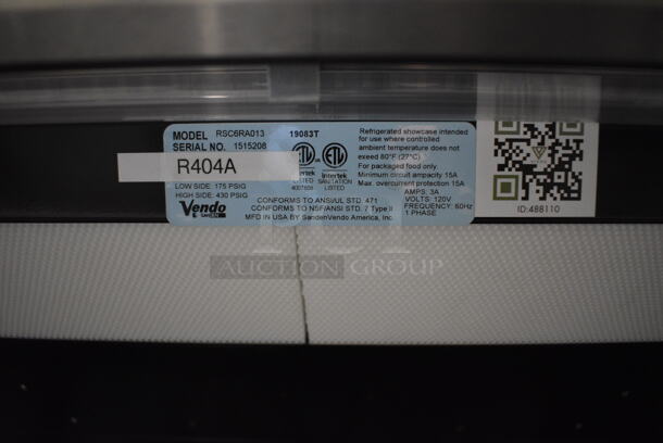 Vendo Model RSC6RA013 Metal Commercial Open Grab N Go Merchandiser w/ Metal Shelves. 120 Volts, 1 Phase. 73x36x72. Tested and Powers On But Does Not Get Cold - Image 4 of 6