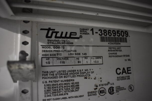True GDM-72 Commercial Reach In Floor Style Triple Swing Glass Door Merchandiser Cooler In Black With Polycoated Racks. 115V/ 1 Phase Tested And Working - Image 7 of 7