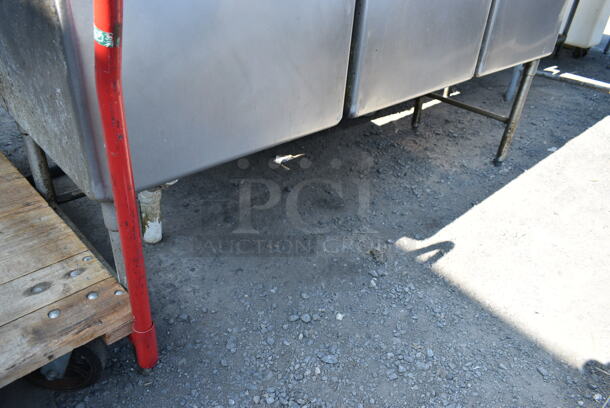 Stainless Steel 3 Bay Sink w/ 2 Faucet and 2 Sets of Handles.  - Image 2 of 9