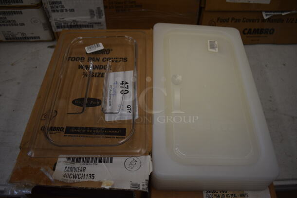 ALL ONE MONEY! Lot of 12 BRAND NEW IN BOX! Cambro Clear Poly Drop In Bin Lids; Six 1/4, Six 1/3