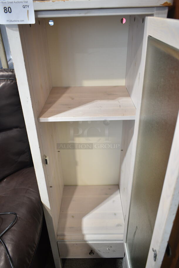 White Wood Pattern Single Door Cabinet w/ Drawer.  - Image 3 of 3