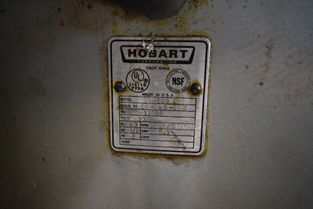 Hobart H-600-T Metal Commercial Floor Style 60 Quart Planetary Dough Mixer w/ Stainless Steel Mixing Bowl, Bowl Guard, Paddle and Dough Hook Attachments. 230 Volts, 3 Phase. - Image 11 of 12