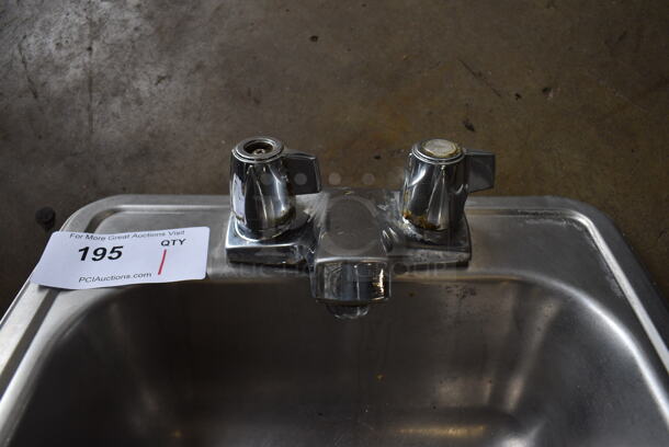 Metal Single Bay Drop In Sink w/ Faucet and Handles. 15x15x10 - Image 3 of 4