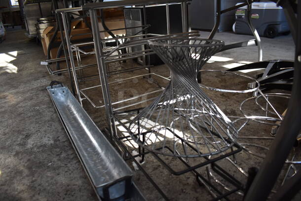 ALL ONE MONEY! Lot of Items Under Table Including 10 Various Metal Stands and 2 Metal Bins - Image 7 of 9