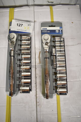 2 BRAND NEW! TEQ Ratchets w/ Sockets Sets. 2 Times Your Bid!