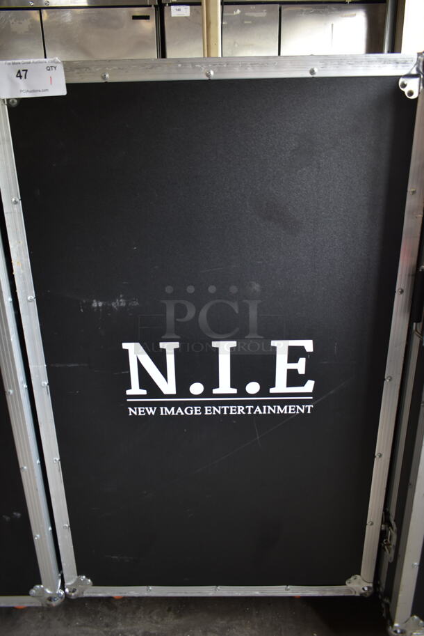 New Image Entertainment NIE Black Metal Hard Case on Commercial Casters. - Image 2 of 4