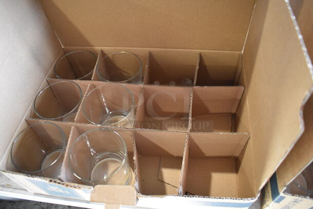 2 Boxes of 12 BRAND NEW Pasabahce Bistro Beverage Glasses. Missing 6 Glasses. 3.5x3.5x3.5. 2 Times Your Bid! - Image 5 of 6