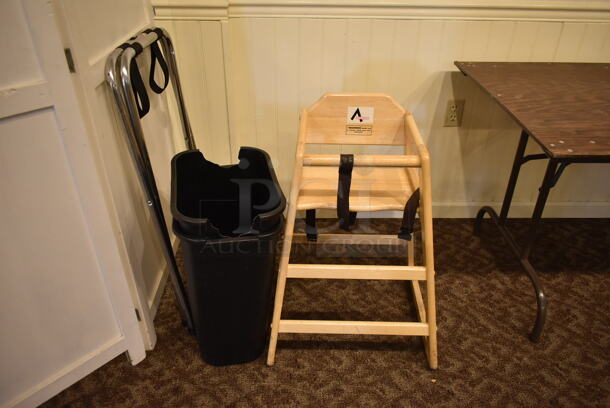 ALL ONE MONEY! Lot of Various Items Including High Chair, Serving Tray Stand, Partition and Trash Can. (ballroom #2) - Image 3 of 4