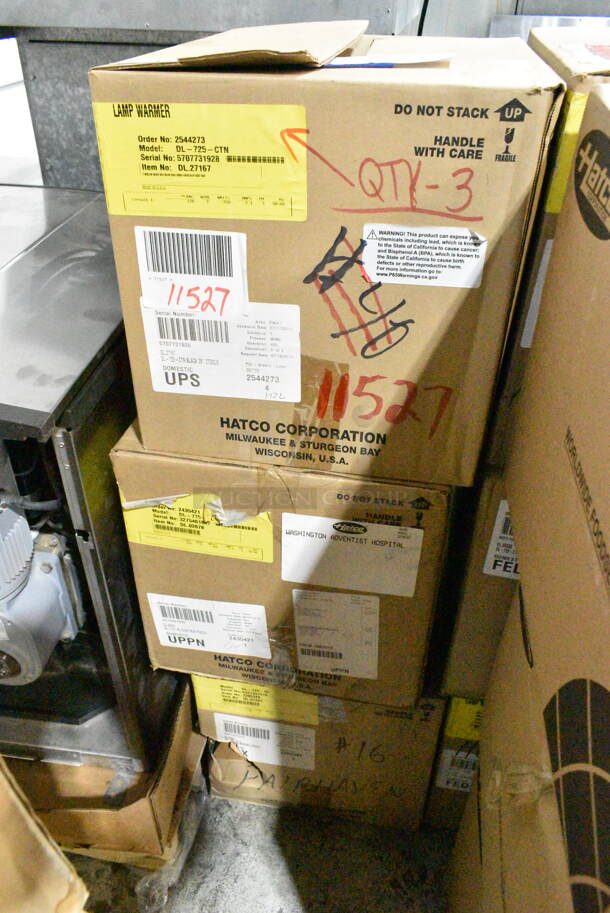 3 BRAND NEW IN BOX! Items; Hatco DL-725-RL 69 1/2" Ceiling Mount Heat Lamp w/ Retractable Cord, Hatco DL-775-RL 69 1/2" Ceiling Mount Heat Lamp w/ Retractable Cord, Hatco DL-725-CTN Heat Lamp, Cord Mount to Track Adapter. 120 Volts, 1 Phase. 3 Times Your Bid!  - Image 2 of 5