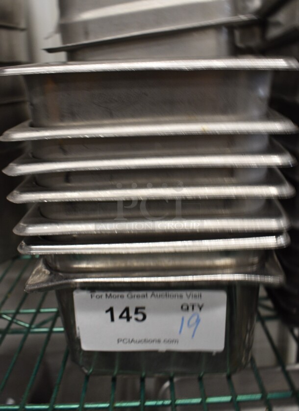 19 Stainless Steel 1/9 Size Drop In Bins. 1/9x4. 19 Times Your Bid!