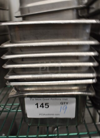 19 Stainless Steel 1/9 Size Drop In Bins. 1/9x4. 19 Times Your Bid!
